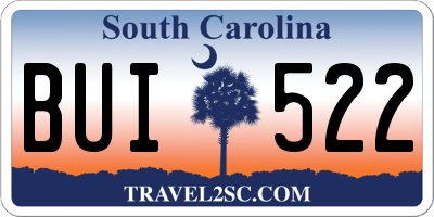 SC license plate BUI522