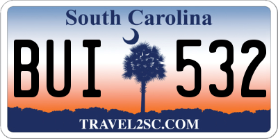 SC license plate BUI532