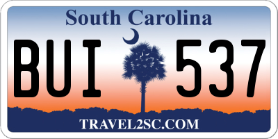 SC license plate BUI537