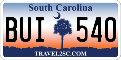 SC license plate BUI540