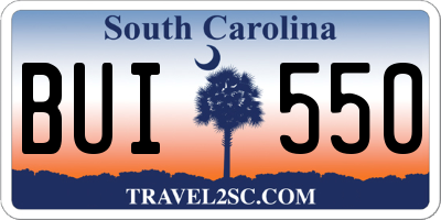 SC license plate BUI550