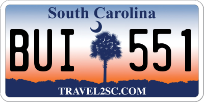 SC license plate BUI551