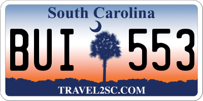 SC license plate BUI553