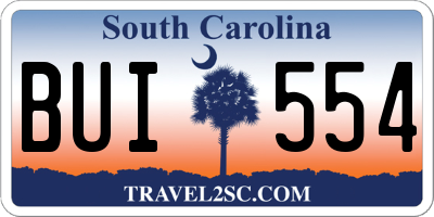 SC license plate BUI554