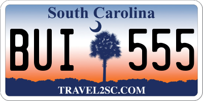 SC license plate BUI555