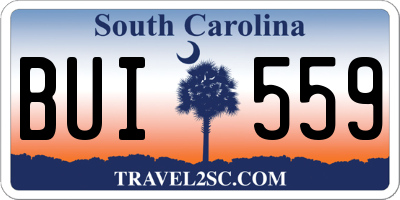 SC license plate BUI559