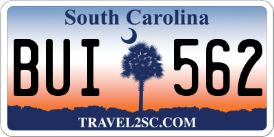 SC license plate BUI562