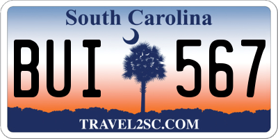 SC license plate BUI567