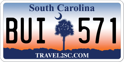SC license plate BUI571