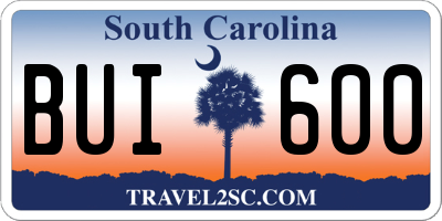 SC license plate BUI600