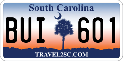 SC license plate BUI601