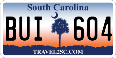 SC license plate BUI604
