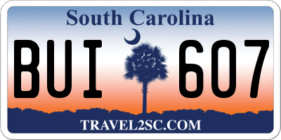 SC license plate BUI607