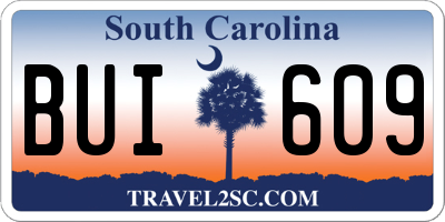 SC license plate BUI609