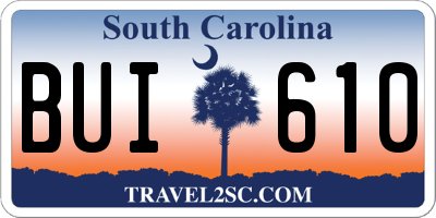 SC license plate BUI610