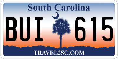SC license plate BUI615