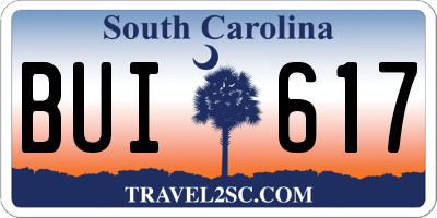 SC license plate BUI617