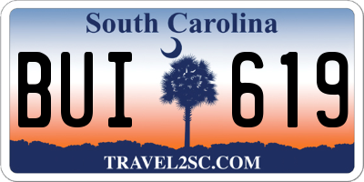 SC license plate BUI619