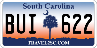 SC license plate BUI622