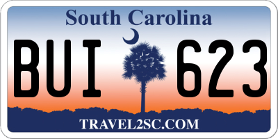 SC license plate BUI623