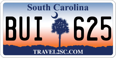 SC license plate BUI625