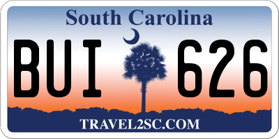 SC license plate BUI626