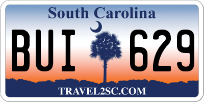 SC license plate BUI629