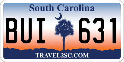 SC license plate BUI631