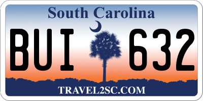 SC license plate BUI632