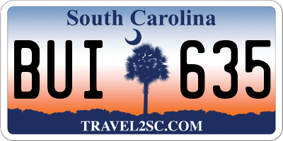 SC license plate BUI635