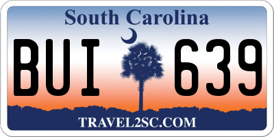 SC license plate BUI639