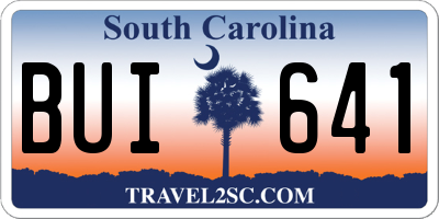 SC license plate BUI641