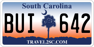 SC license plate BUI642