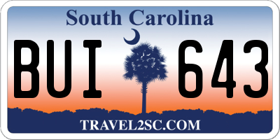 SC license plate BUI643