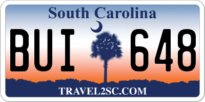 SC license plate BUI648