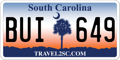 SC license plate BUI649