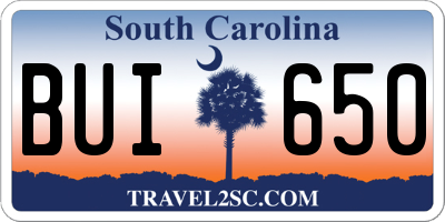 SC license plate BUI650