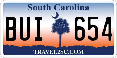 SC license plate BUI654
