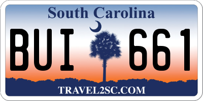SC license plate BUI661