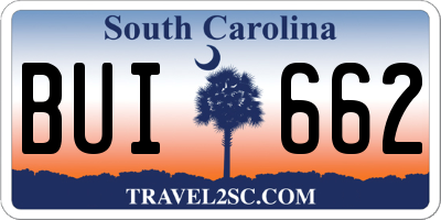 SC license plate BUI662