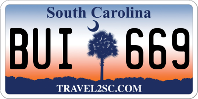 SC license plate BUI669