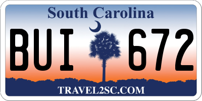 SC license plate BUI672