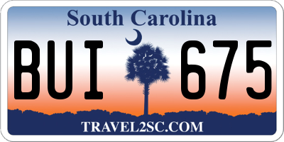SC license plate BUI675