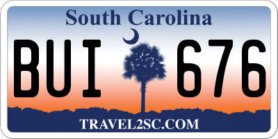 SC license plate BUI676