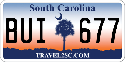 SC license plate BUI677