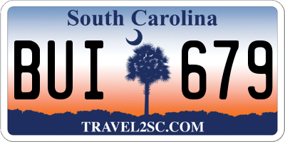 SC license plate BUI679