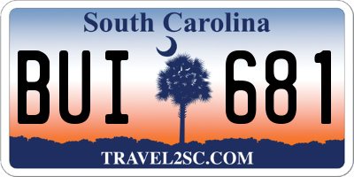 SC license plate BUI681