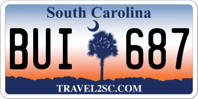 SC license plate BUI687