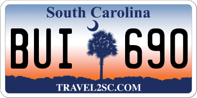 SC license plate BUI690