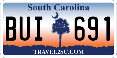 SC license plate BUI691